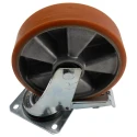 LAG Braked Swivel Castor Plate Mounted 300 kg Load Capacity 200 mm Polyurethane Wheel 26081 FR