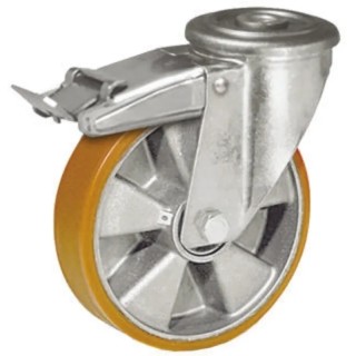 LAG Swivel Castor Wheel 125 mm Diameter, 200 kg Load Capacity, Polyurethane Tyre, Die Cast Aluminium Hub 26259 FR FC