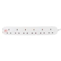 RS PRO 2 m 6 Socket Type G Surge Protected Power Strip Extension Lead 240V 13A 696-3660