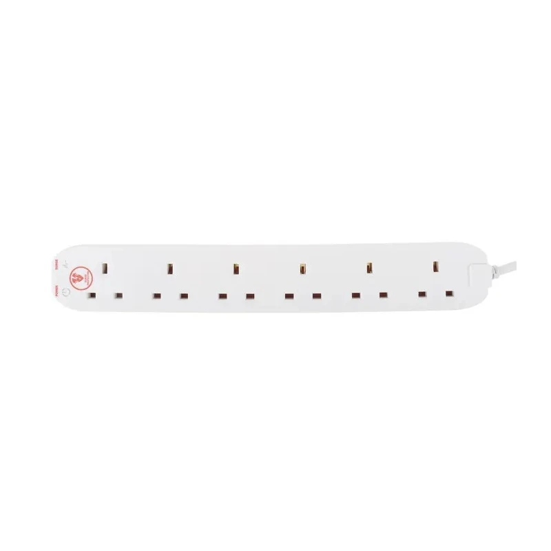RS PRO 2 m 6 Socket Type G Surge Protected Power Strip Extension Lead 240V 13A 696-3660