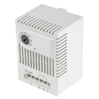 STEGO Enclosure Thermostat, Mechanical, 16 A Contact Current, 24V DC Supply Voltage, Temperature Range 0 to +60 01190.0-00
