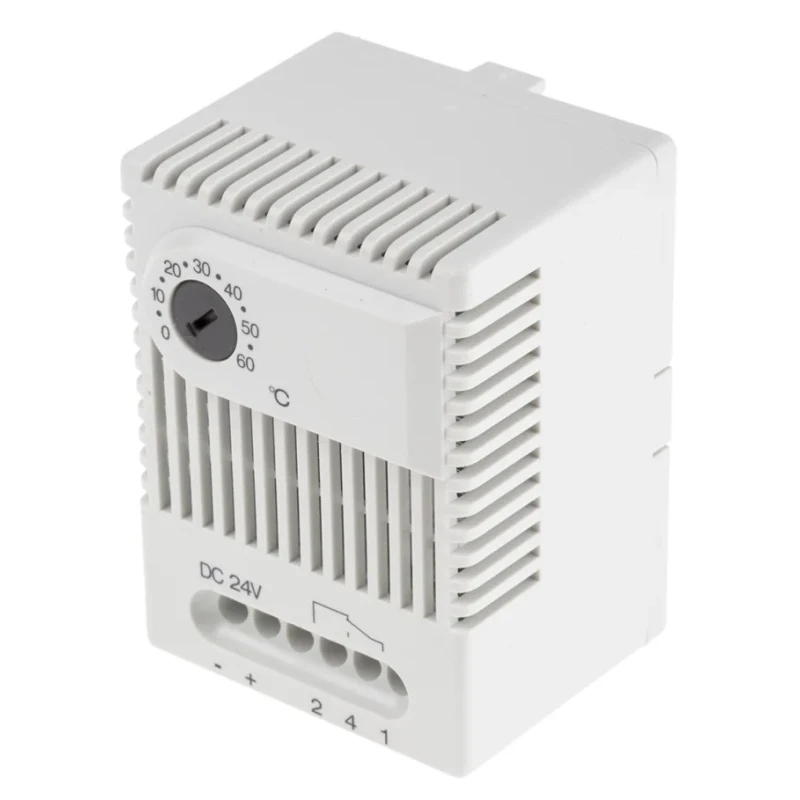 STEGO Enclosure Thermostat, Mechanical, 16 A Contact Current, 24V DC Supply Voltage, Temperature Range 0 to +60 01190.0-00