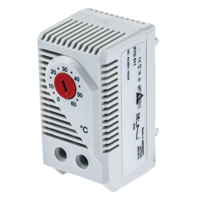 STEGO NC Enclosure Thermostat KTO 011/KTS 011, 15 A, 120V AC, 250V AC, 0 to 60°C Range, 80°C Max Temperature 01140.0-00