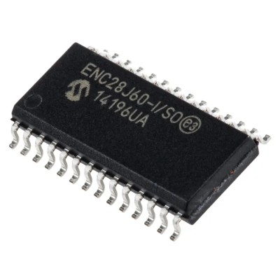 Microchip Ethernet Controller 28-Pin SOIC 3.3V Serial-SPI Full Duplex/Half Duplex ENC28J60-I/SO
