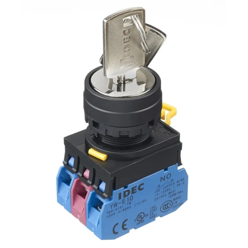 Idec IP65 Key Switch DPDT 3-Way Straight-Key, Screw Terminal, 45° Key Index 