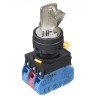 Idec IP65 Key Switch, DPDT 3-Way Straight-Key