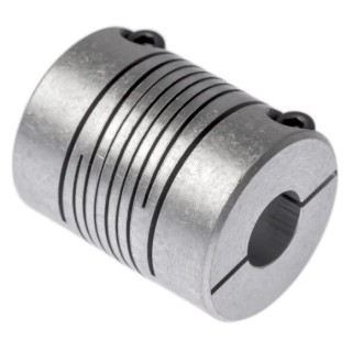 Huco Aluminium Clamp Style Flexible Coupler, 25.4 mm OD, 31.8 mm Length, Bore Size 10 mm, Model 725.25.3232