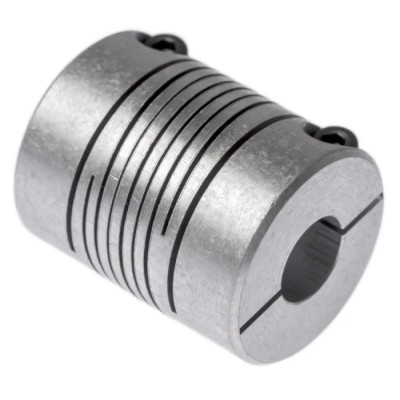 Huco Aluminium Clamp Style Flexible Coupler, 25.4 mm OD, 31.8 mm Length, Bore Size 10 mm, Model 725.25.3232