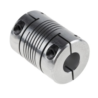 Huco 32 mm OD 14 mm Bore Aluminium Clamp Style Flexible Coupler 44.5 mm Length 725.32.3838
