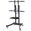 RS PRO Black Portable TV Stand Floor Mount with VESA 400x400 mm & 800x600 mm, Heavy Duty 125 kg Capacity 176-3383