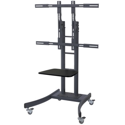 RS PRO Black Portable TV Stand Floor Mount with VESA 400x400 mm & 800x600 mm, Heavy Duty 125 kg Capacity 176-3383