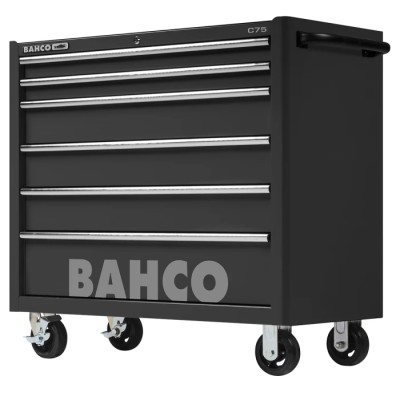 Bahco 6 Drawer Wheeled Tool Trolley Solid Steel Load Capacity 900kg Black 1475KXL6BLACK