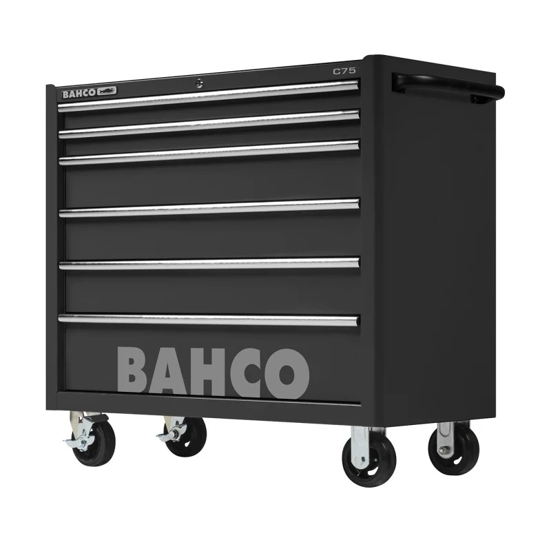 Bahco 6 Drawer Wheeled Tool Trolley Solid Steel Load Capacity 900kg Black 1475KXL6BLACK