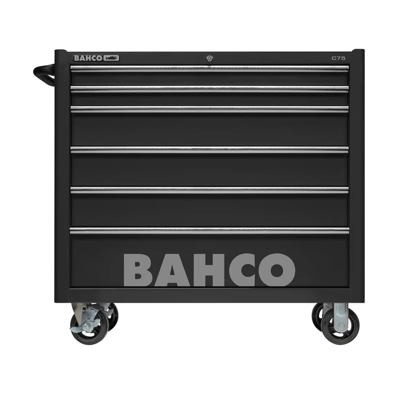 Bahco 6 Drawer Wheeled Tool Trolley Solid Steel Load Capacity 900kg Black 1475KXL6BLACK
