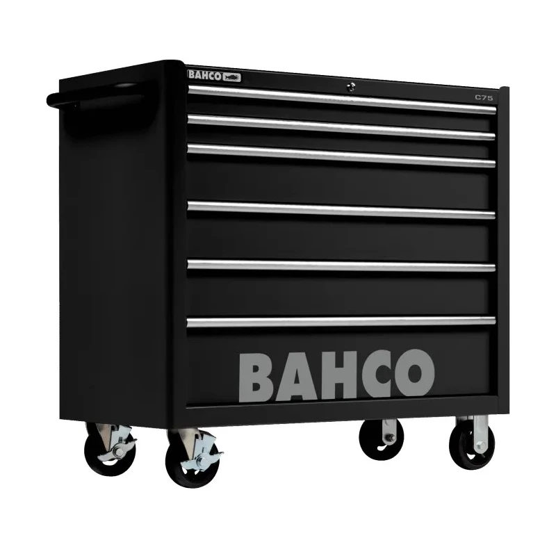 Bahco 6 Drawer Wheeled Tool Trolley Solid Steel Load Capacity 900kg Black 1475KXL6BLACK