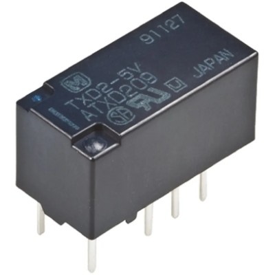 Panasonic PCB Signal Relay, 5V DC Coil, 2A Switching Current, DPDT Contact Configuration, 220V DC Switching Voltage TXD2-L-5V