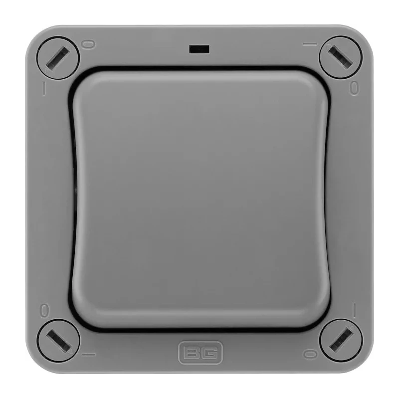 BG Electrical Grey 2 Way Rocker 1 Gang Light Switch 250V 20A Polycarbonate Surface Mount Storm Series WP30-02