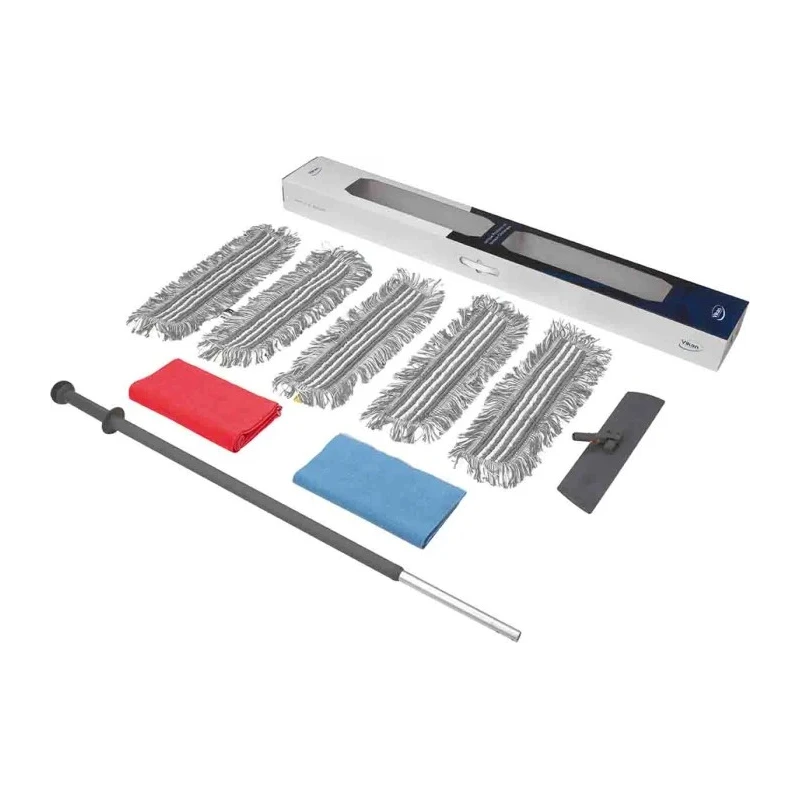 Vikan Starter Kit Restaurant Grey Mop & Handle Dust Mop Complies with EC 1935/2004 and FDA CFR 21 990101