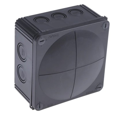 WISKA COMBI Series Black Polypropylene Junction Box, IP66 IP67, 6 Terminals, 140mm x 140mm x 82mm 62215