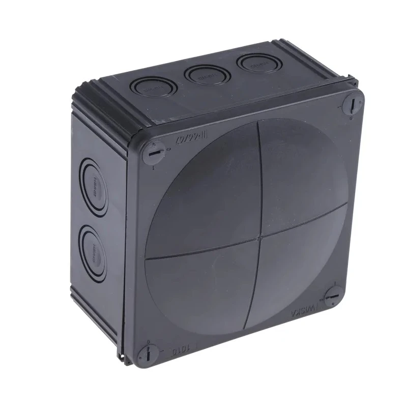 WISKA COMBI Series Black Polypropylene Junction Box, IP66 IP67, 6 Terminals, 140mm x 140mm x 82mm 62215