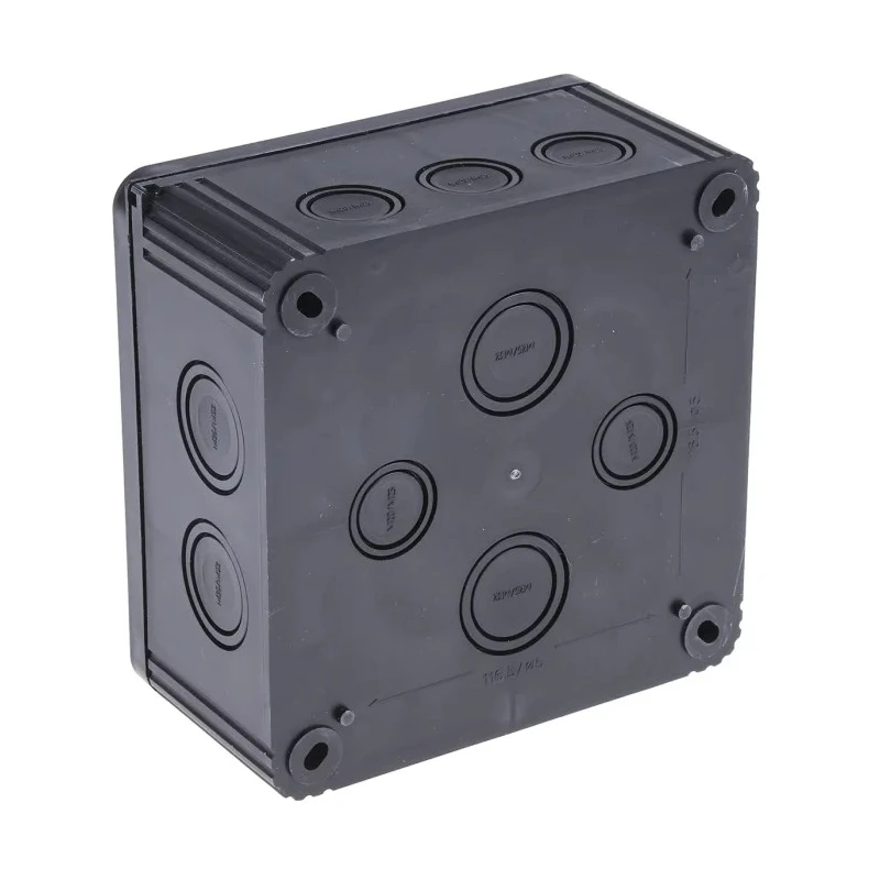 WISKA COMBI Series Black Polypropylene Junction Box, IP66 IP67, 6 Terminals, 140mm x 140mm x 82mm 62215
