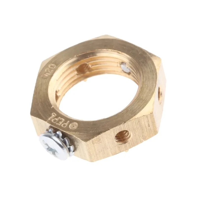WISKA Brass Enclosure Accessory Brass Earthing Nut for Plastic and Metal Enclosures EN20