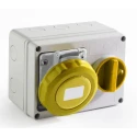 RS PRO Industrial Power Connector 2P+T 16A, 110V, IP67 Rated, Yellow Wall Mount IP67