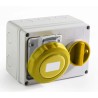 RS PRO Industrial Power Connector 2P+T 16A, 110V, IP67 Rated, Yellow Wall Mount IP67