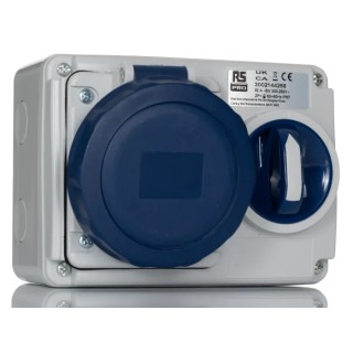 RS PRO Industrial Power Connector 32A 230V IP67 Blue Wall Mount, 2P+T IP67