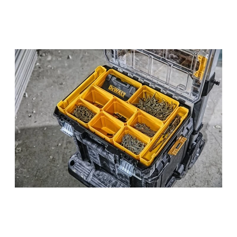 DeWALT Adjustable Compartments 10 Cell Yellow Polycarbonate Compartment Box 119mm x 440mm x 332mm DWST82968-1