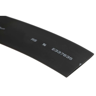 RS PRO Heat Shrink Tubing Black 19 mm Sleeve Diameter x 5m Length 2:1 Ratio 700-4664