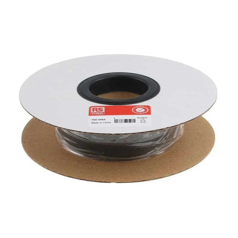 RS PRO Heat Shrink Tubing Black 19 mm Sleeve Diameter x 5m Length 2:1 Ratio 700-4664