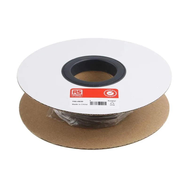 RS PRO Heat Shrink Tubing Black 3.2mm Sleeve Diameter x 10m Length 2:1 Ratio 700-4630