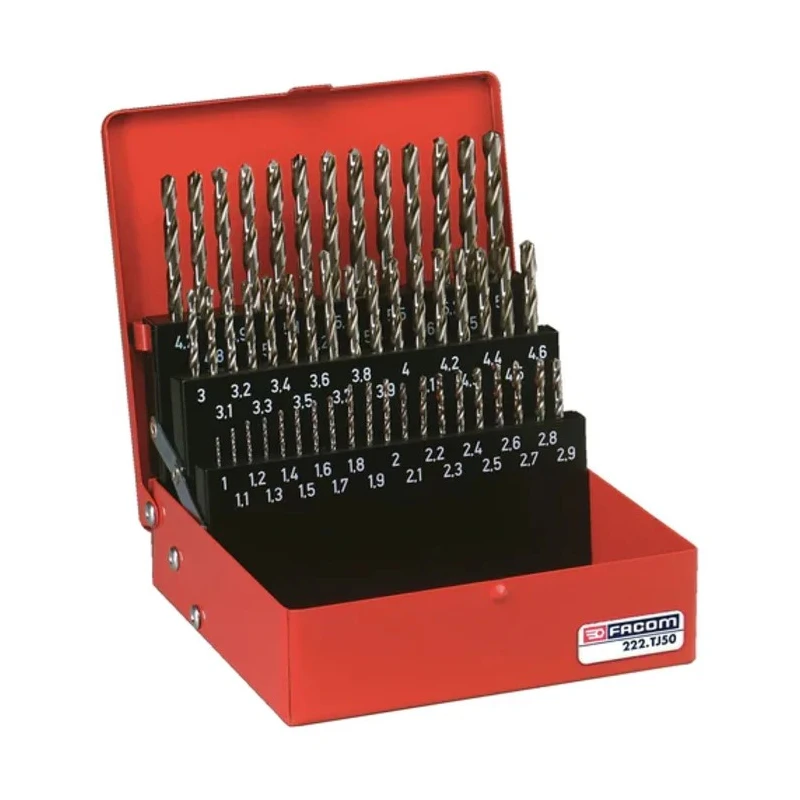 Facom 50-Piece Twist Drill Bit Set for Masonry, 1 mm to 5.9 mm Stainless Steel 222A.TJ50