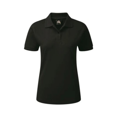 Orn Ladies Short Sleeved Black Cotton Polyester Premium Polo Shirt 220gsm 122 cm 1160-10/B/20