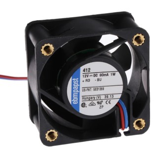 ebm-papst 400 Series DC Axial Fan 12V DC 900mW Power 75mA Max Current 10 m³/h Air Flow IP20 40 mm 