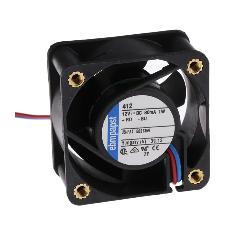 ebm-papst 400 Series DC Axial Fan 12V DC 900mW Power 75mA Max Current 10 m³/h Air Flow IP20 40 mm 
