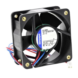ebm-papst 600 N Series Axial Fan 12V DC 56 m³/h Airflow 3.8 W Power 316 mA Max Current IP20 60 mm Square Frame 