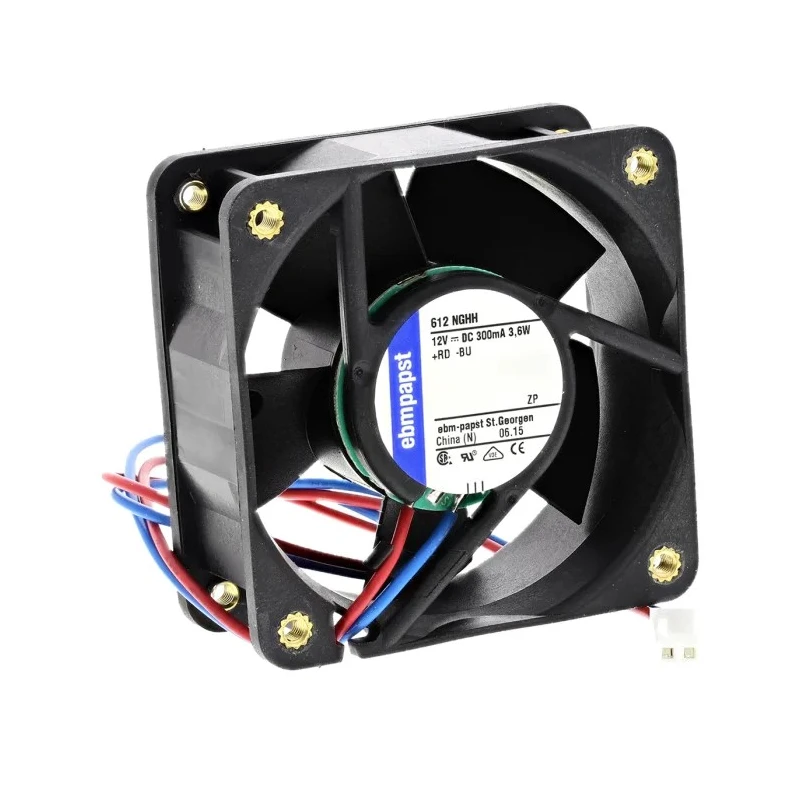 ebm-papst 600 N Series Axial Fan 12V DC 56 m³/h Airflow 3.8 W Power 316 mA Max Current IP20 60 mm Square Frame 