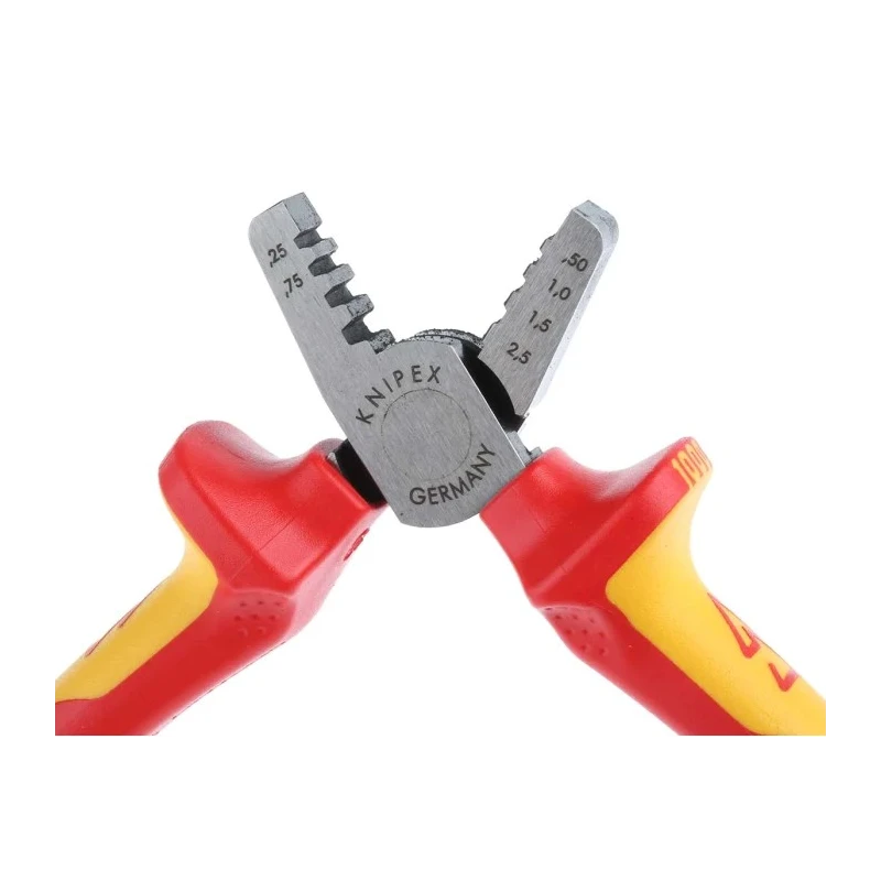 Knipex Crimp Tool for Wire Ferrules 0.25-2.5 mm², Compact 145mm Length, Vanadium Electric Steel 97 68 145 A