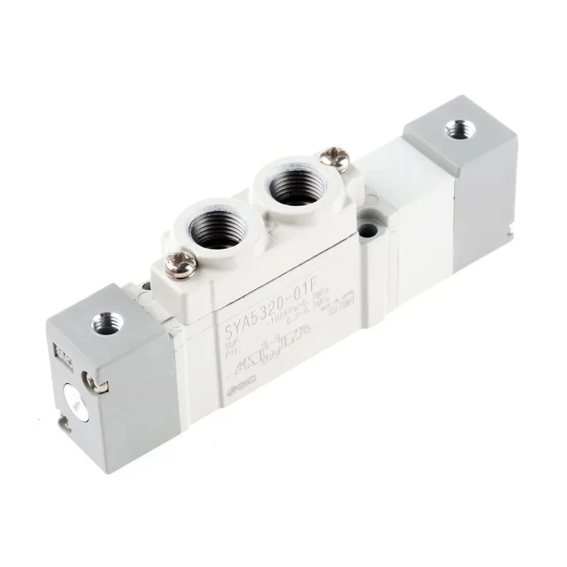 SMC Pneumatic Solenoid Valve Pilot G 1/8, 5/3 Function, Aluminium Body, Max Pressure 0.7 Mpa SYA5000