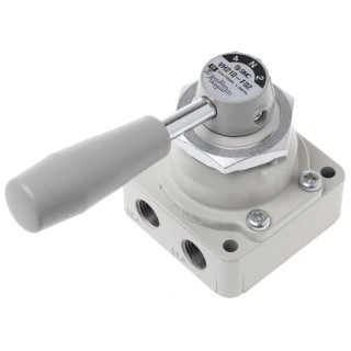 SMC Pneumatic Manual Control Valve Handle VH Series, NPT G 1/4, 4 Ports, 3 Positions, Die Cast Aluminium Body VH210-F02