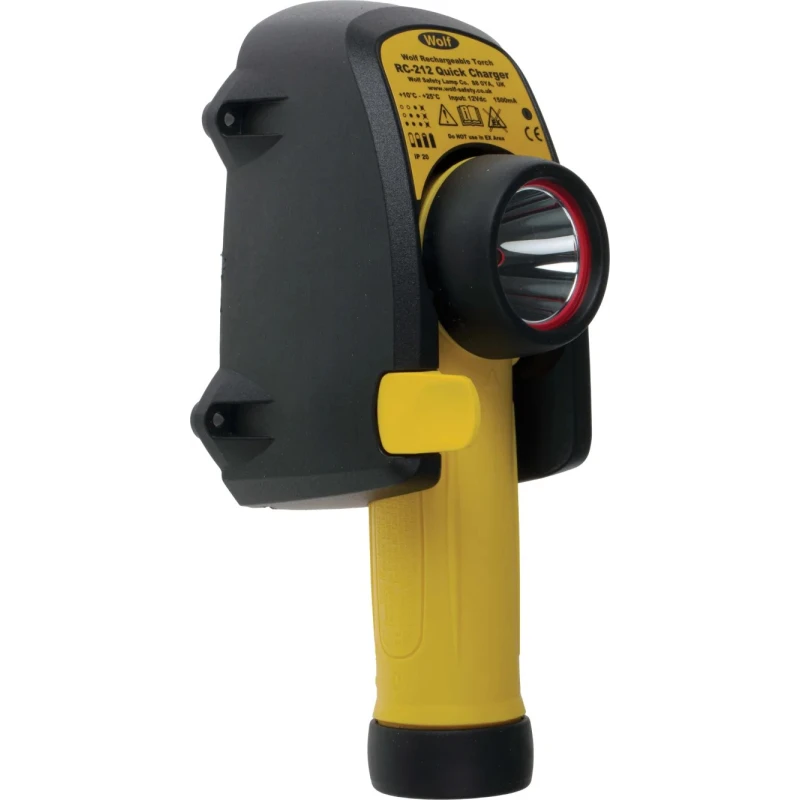 Wolf Safety IECEx ATEX Yellow LED Rechargeable Safety Torch 300 lm, 195 mm R-50H