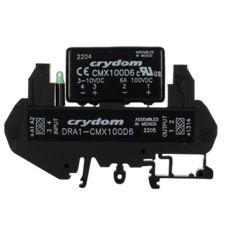 Crydom Solid State Interface Relay, Control Voltage 10V DC, Isolation Voltage 2500Vrms, Output Current up to 6A DRA1-CMX100D6