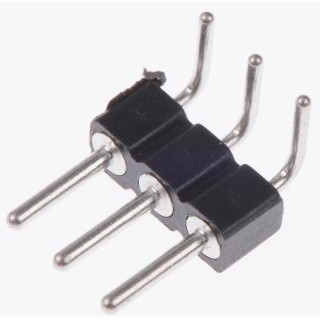 Preci-Dip 800 Series Right Angle Through Hole Pin Header, 3 Contacts, 2.54 mm Pitch, 1 Row, Unshrouded 800-80-003-20-001101