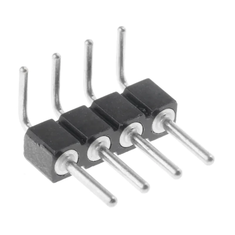 Preci-Dip 800 Series Right Angle Through Hole Pin Header, 4 Contacts, 2.54 mm Pitch, 1 Row, Unshrouded 800-80-004-20-001101