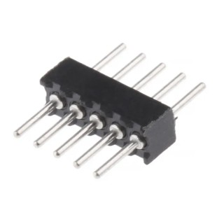 Preci-Dip 850 Series Straight Through Hole Pin Header, 5 Contacts, 1.27 mm Pitch, 1 Row, Unshrouded 850-80-005-10-001101