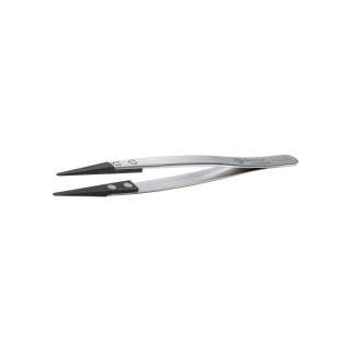 ideal-tek 130mm Plastic, Stainless Steel Round, Very Fine, Straight ESD Safe Tweezer 2ACF.SA