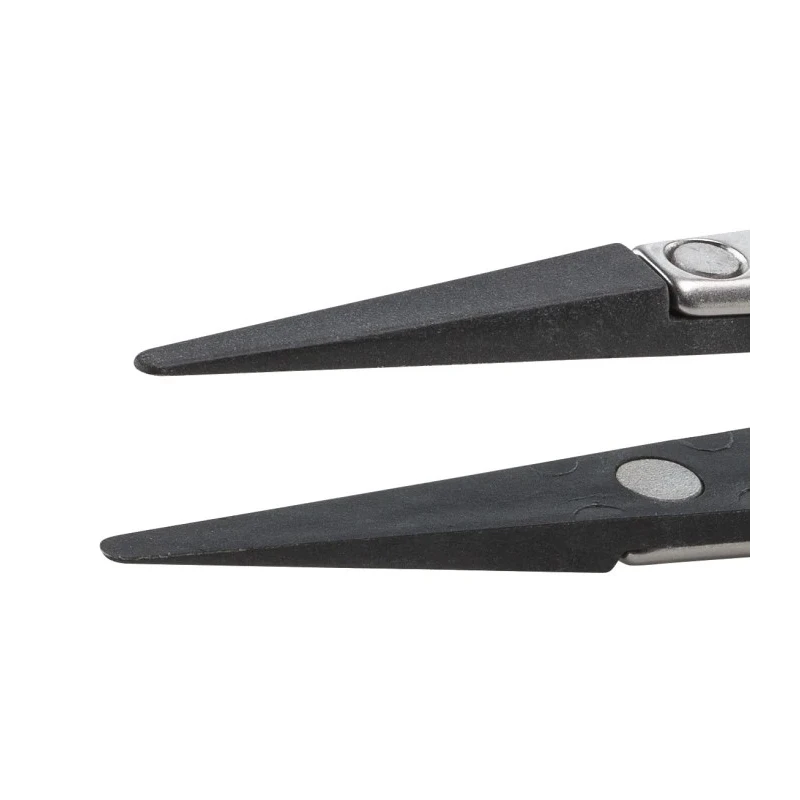 ideal-tek 130mm Plastic, Stainless Steel Round, Very Fine, Straight ESD Safe Tweezer 2ACF.SA