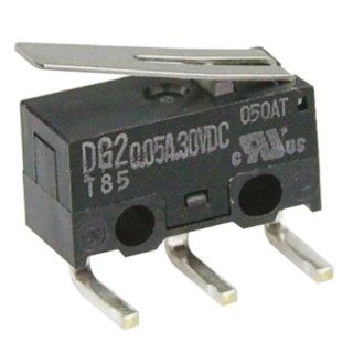 ZF Hinge Lever Micro Switch, Right Angle PCB Terminal, 50mA Current, 125V AC, SPDT Contact Configuration, IP40 DG23-B2LA